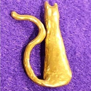 Ann Dick Vintage Cat Brooch gold plated